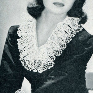 Ladies' 1940s Crocheted Lace Collar and Cuff Set -- PDF CROCHET PATTERN image 3