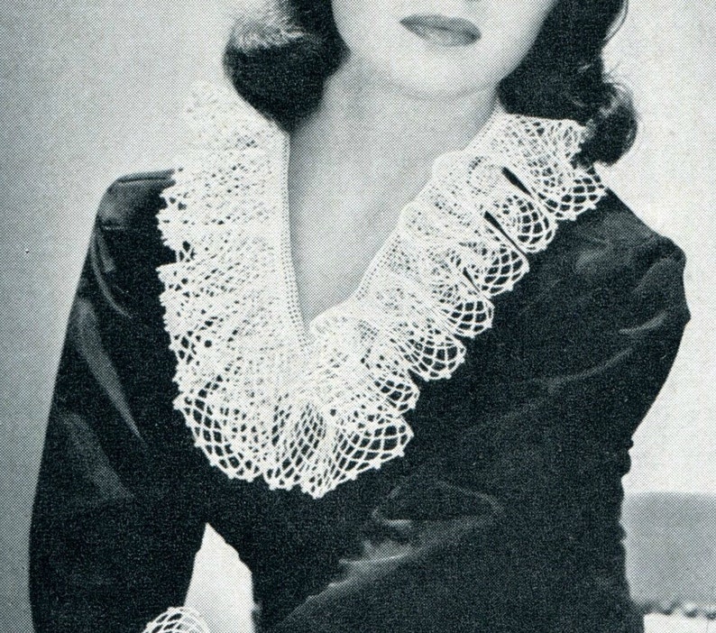 Ladies' 1940s Crocheted Lace Collar and Cuff Set -- PDF CROCHET PATTERN image 3