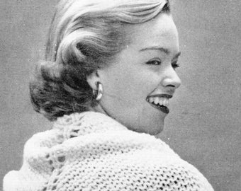 1960s Chunky Knit Shawl Pattern – Vintage Fringed Garter Stitch (PDF Pattern)