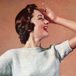 Ladies' Retro 1960s Garter Stitch Pullover Blouse with Short Sleeves - PDF KNITTING PATTERN