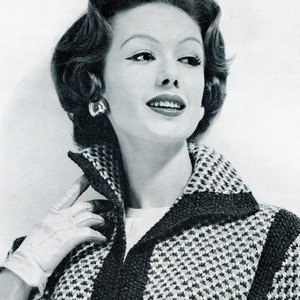 Abrigo vintage de mujer de los años 60 - Chaqueta larga - Largo medio - PATRÓN DE TEJIDO EN PDF