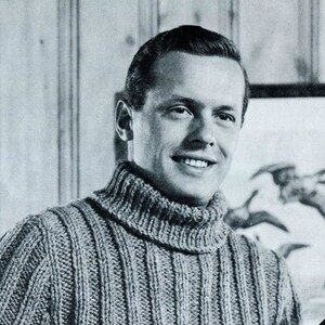Men&#39;s 1960s Extra-Long Outdoor Ribbed Sweater -- Retro Chunky Knit -- Fall Knitting -- PDF KNITTING PATTERN