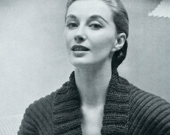 Ladies' Retro 1950s Shawl-Collared Bedjacket -- Bed Jacket -- PDF KNITTING PATTERN