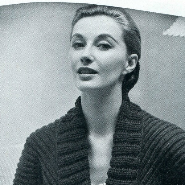 Ladies' Retro 1950s Shawl-Collared Bedjacket -- Bed Jacket -- PDF KNITTING PATTERN