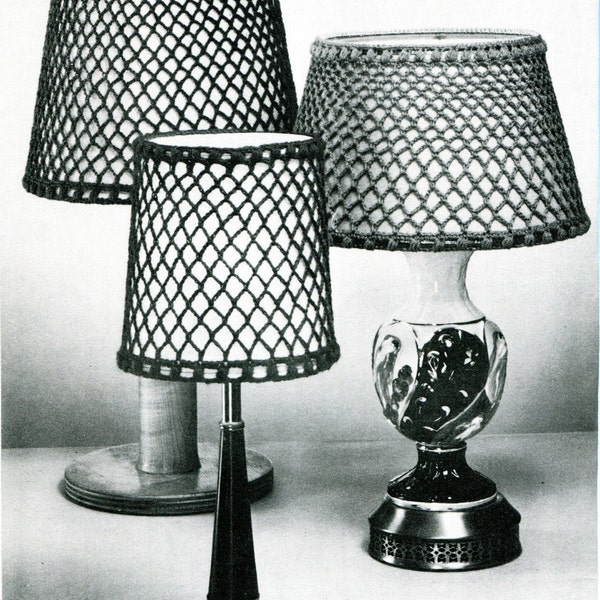 1960s Vintage Crocheted Lampshade Covers -- Lighting -- Home Accessories -- PDF CROCHET PATTERN