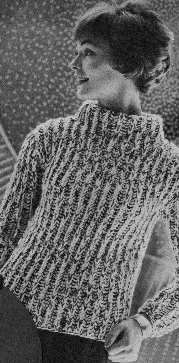 1960s Retro Atomic Sweater -- Quick Knit Sweater -- Bonus Boatneck Sweater Included -- Fast Knit -- Easy Knit -- PDF KNITTING PATTERN