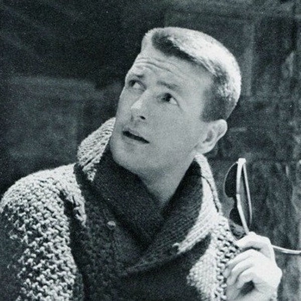 Men's 1960s Bulky Shawl Collar Pullover -- PDF KNITTING PATTERN