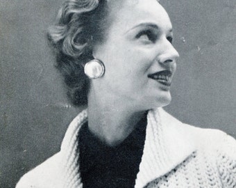 Vintage grofgebreid cropped damesjack -- pdf BREIPATROON