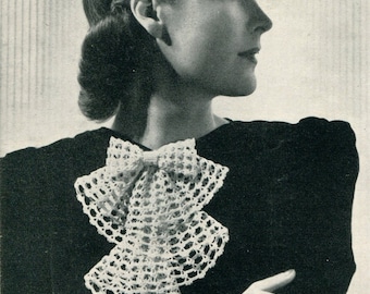 Women's Vintage Crocheted Jabot -- PDF CROCHET PATTERN