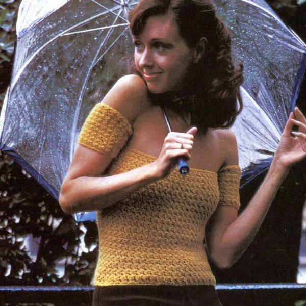 Ladies' 1970s Retro Crocheted Tube Top with Tube Sleeves -- PDF CROCHET PATTERN