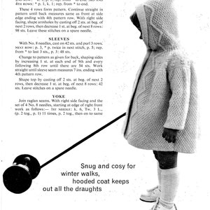 Vintage 1960s Hooded Toddler's Coat with Textured Stitch and Decorative Border PDF KNITTING PATTERN image 2