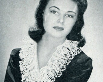 Ladies' 1940s Crocheted Lace  Collar and Cuff Set -- PDF CROCHET PATTERN