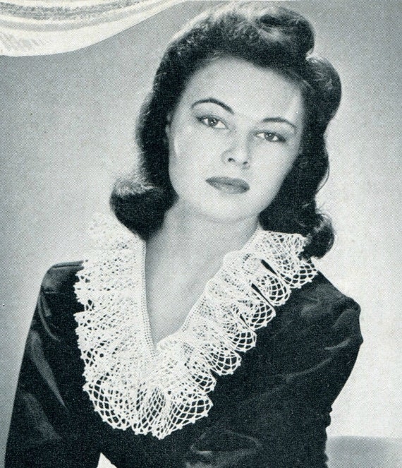 Ladies' 1940s Crocheted Lace  Collar and Cuff Set -- PDF CROCHET PATTERN