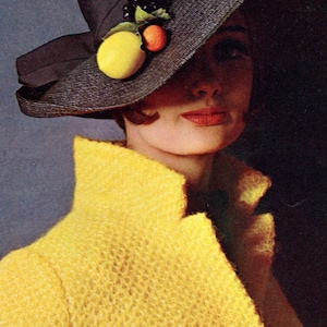 Women&#39;s 1960s Vintage Belted Coat -- Spring, Fall -- PDF KNITTING PATTERN