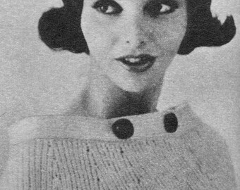 Women's 1960s Vintage Sweater Cape -- Shoulder Warmer -- PDF KNITTING PATTERN