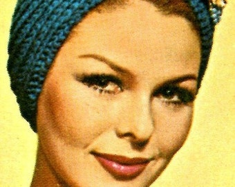 Ladies' 1960s Retro Knitted Turban -- PDF KNITTING PATTERN