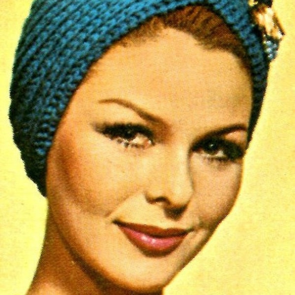 Ladies' 1960s Retro Knitted Turban -- PDF KNITTING PATTERN