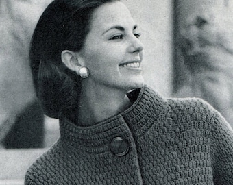 Women's Vintage 1960s High-collared Topper -- PDF KNITTING PATTERN