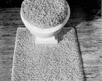 Mid-Century Retro Toilet Set -- Toilet Seat Cover -- Rug -- PDF CROCHET PATTERN