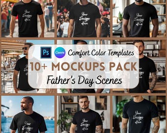 Fathers Day Black Comfort Color 1717, Black Shirt Mockups, Tshirt Mockup, Canva Mockup, Digital Download