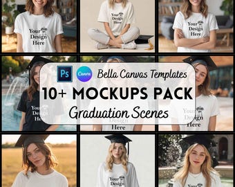 Graduation Bella Canvas 3001 Mockup, Graduation Gifts, Tshirt Mockup, Canva and Psd Mockup, Digital Download