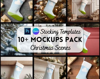Mockup kerstkous, kerstversiering, mockupbundel, canvas- en psd-mockup, digitale download