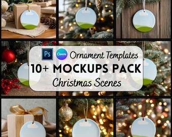 Christmas Ornament Mockup, Christmas Tree, Mockup Bundle, Digital Download, Print on Demand, Easy to Use