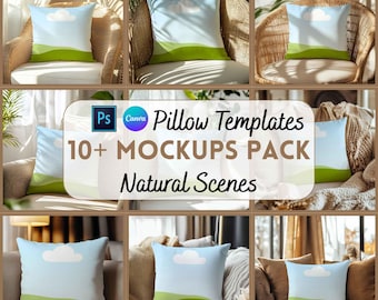 Pillow Mockup, Throw Pillow, Square Pillow, Canva Mockup, Psd and Pgn Mockup, Easy to Use, Digital Download