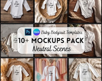 Baby Bodysuit Mockup Bundle, Canva & PSD Template, Digital Download, Print on Demand