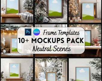 Winter Frame Mockup, Winter Mockups, Wall Art Mockup, Canva Template, Photoshop, Digital Download