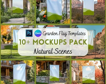 Garden Flag Mockup, Fall Garden Flag, Custom Flag, Garden Decor, Canva Template, Instant Download