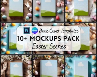 Easter Book Cover Mockup Bundle, Canva + PSD, Print on Demand