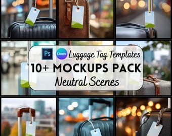 Luggage Tag Mockup Bundle, Canva + PSD, Digital Download, Printify Mockup