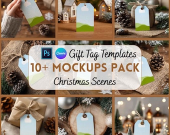 Christmas Gift Tag Mockup, Christmas Tags, Gift Tags Mockup, Mockup Bundle, Canva Mockup, Digital Download