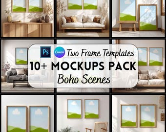 Pacote de Mockups de Molduras, Mockup em Canva e PSD, Download Digital, Impressão Sob Demanda