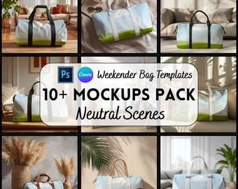 Weekender Bag Mockup Bundle | Canva + PSD Template | Digital Download | Print on Demand