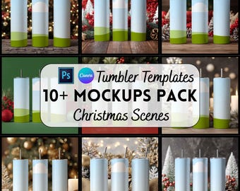 Mockupbundel kerstbeker, canva/psd-tamplate, digitale download, print on demand