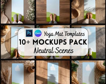 Mockup bundel yogamat, canva- en PSD-sjabloon, digitale download, Printify-mockup