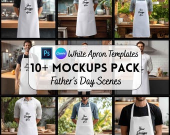 White Apron Mockup , Printify Mockups, Product Photography, Psd and Canva Mockups, Digital Download
