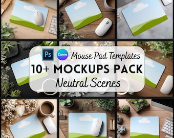 Mouse Pad Mockup Bundle, Canva & PSD Template, Digital Download, Printify Mockup