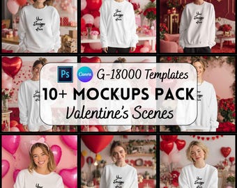 Valentines Day White Gildan 18000 Mockup, Gildan Mockup, Canva & PSD Mockup, Digital Download