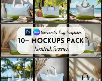 Weekender Bag Mockup, Beach Bag, Mockup Bundle, Digital Download, Easy to Use, Print on Demand