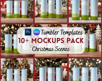 Christmas Tumbler Mockup, Christmas Tumbler, Christmas Design, Canva Template, Digital Download