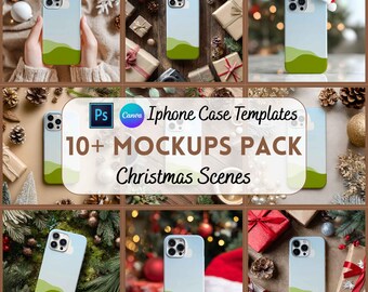 Christmas Phone Case Mockup, Custom Phone Case, Santa Phone Case, Digital Download, Canva Template, Print on Demand