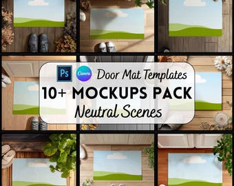 Door Mat Mockup Bundle, Canva + PSD Template, Digital Download, Print on Demand