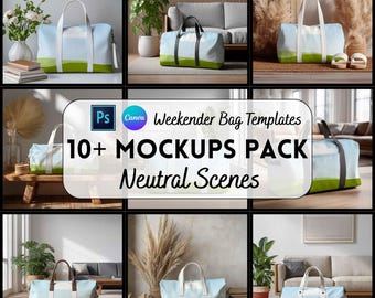 Mockupbundel weekendtassen, canva + PSD, digitale download, print on demand