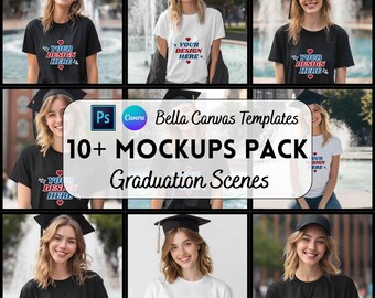 Graduation Bella Canvas 3001 Mockup, Tshirt Mockup, Canva & Psd Templates, Print on Demand, Digital Download