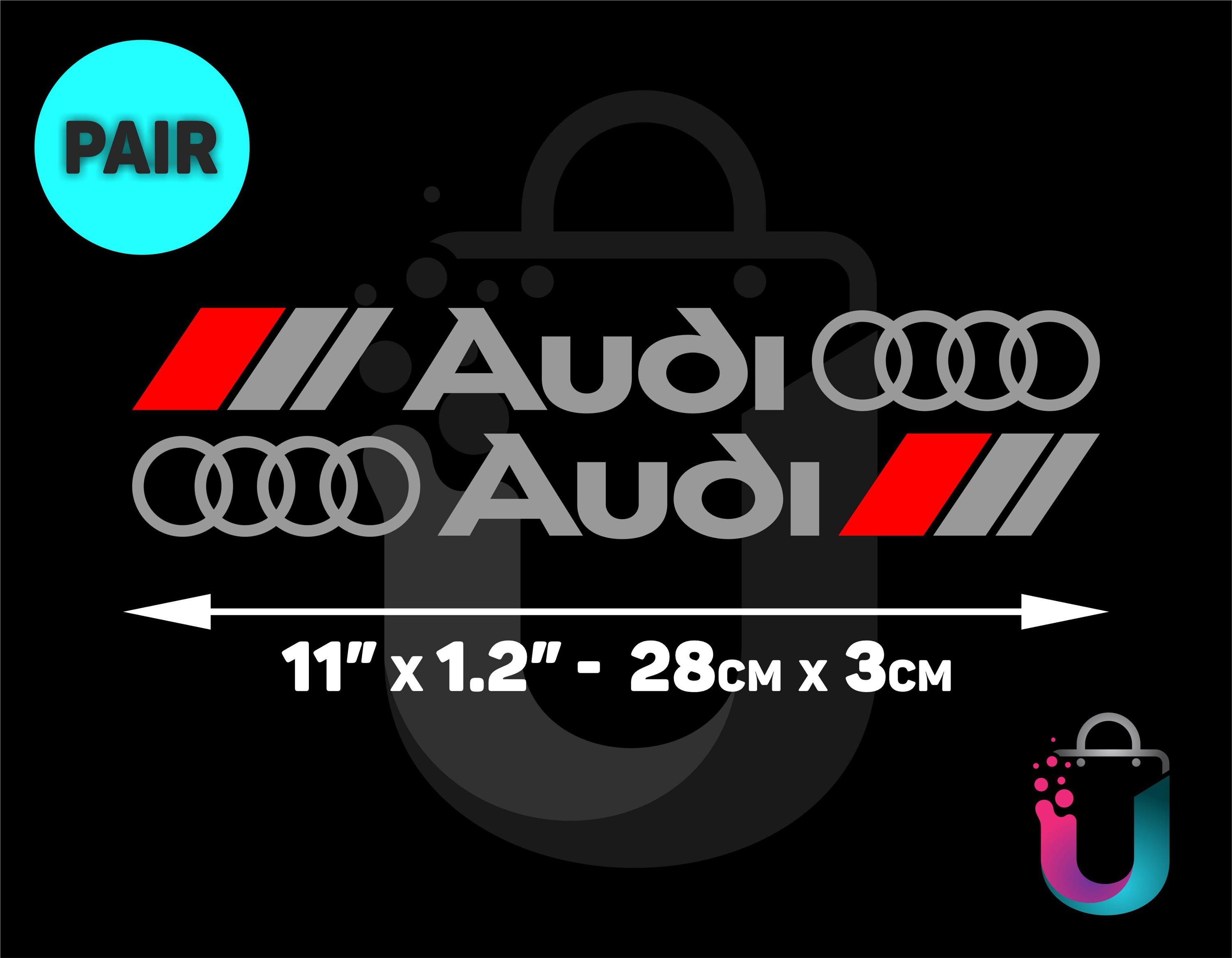 Audi SPORT Decal Set – 10 Racing Sport S Line Stickers, White/Red, Glossy