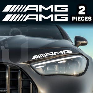 2x AMG 11&quot; Premium Vinyl Decal for body panel hood bonnet doors bottom Logo, Emblem, Badge, Stripes available in 6 colors
