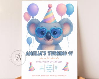 Koala Birthday Invitation| Australian Outback Birthday Party Invitation Template | Cute Koala Birthday Invite (5x7 Digital Download)